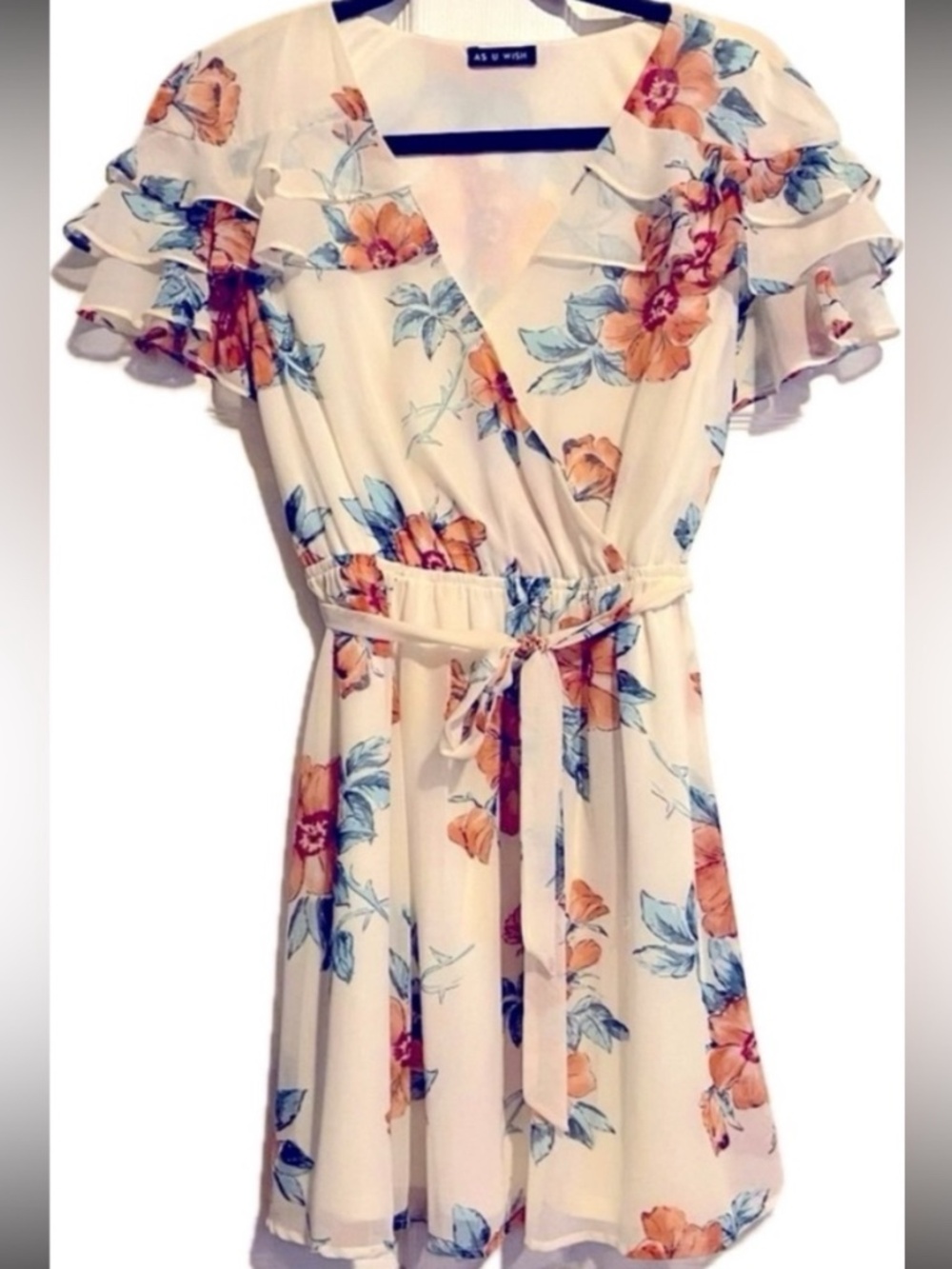 AS U WISH ruffle short sleeve mini